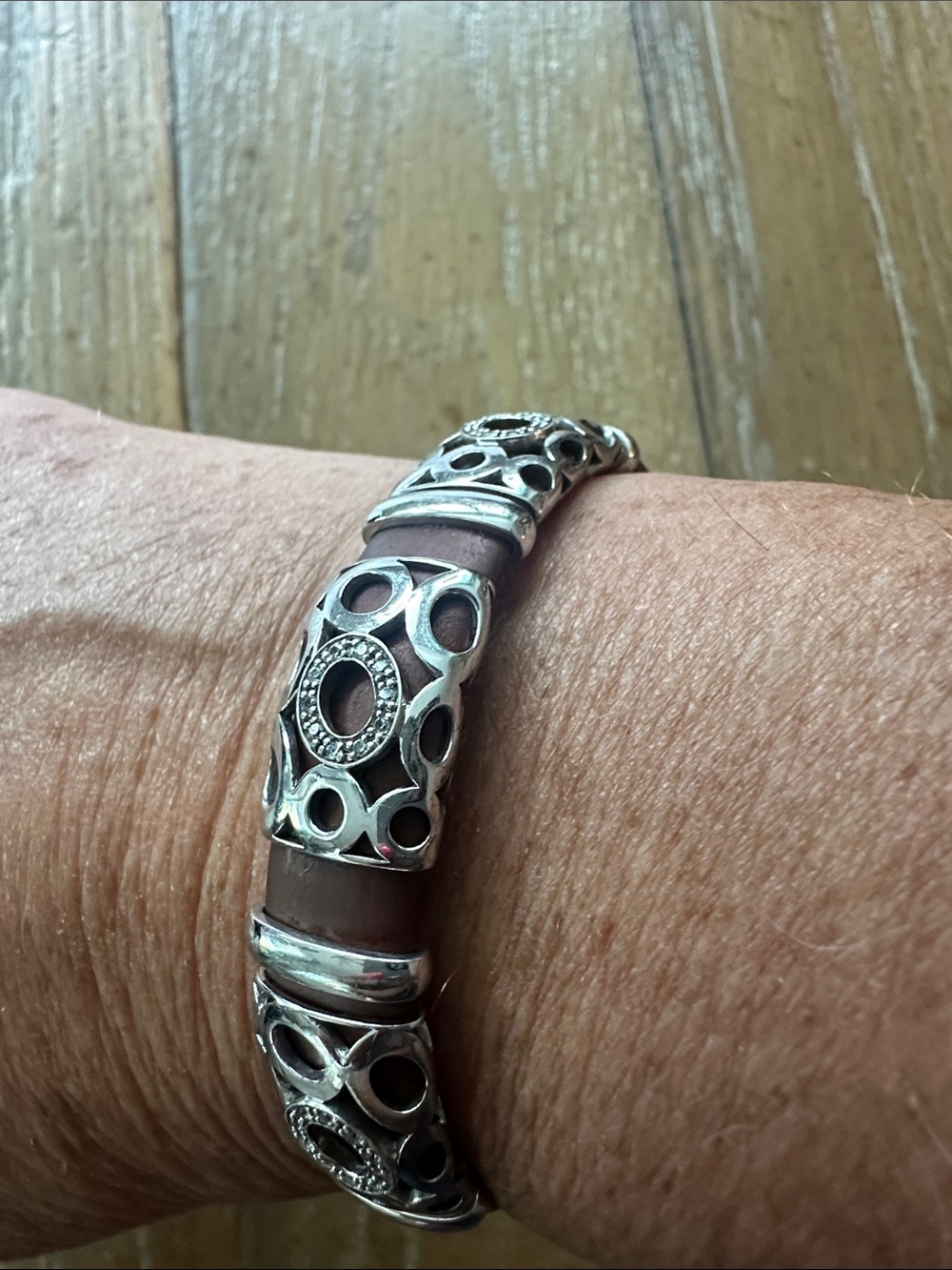 Vintage Sterling Silver and bronze rubber Women's Bracelet